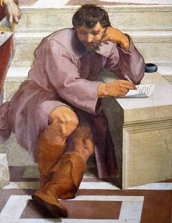 Микеланджело в образе Гераклита Эфесского. Фрагмент фрески «Афинская школа». Рафаэль Санти